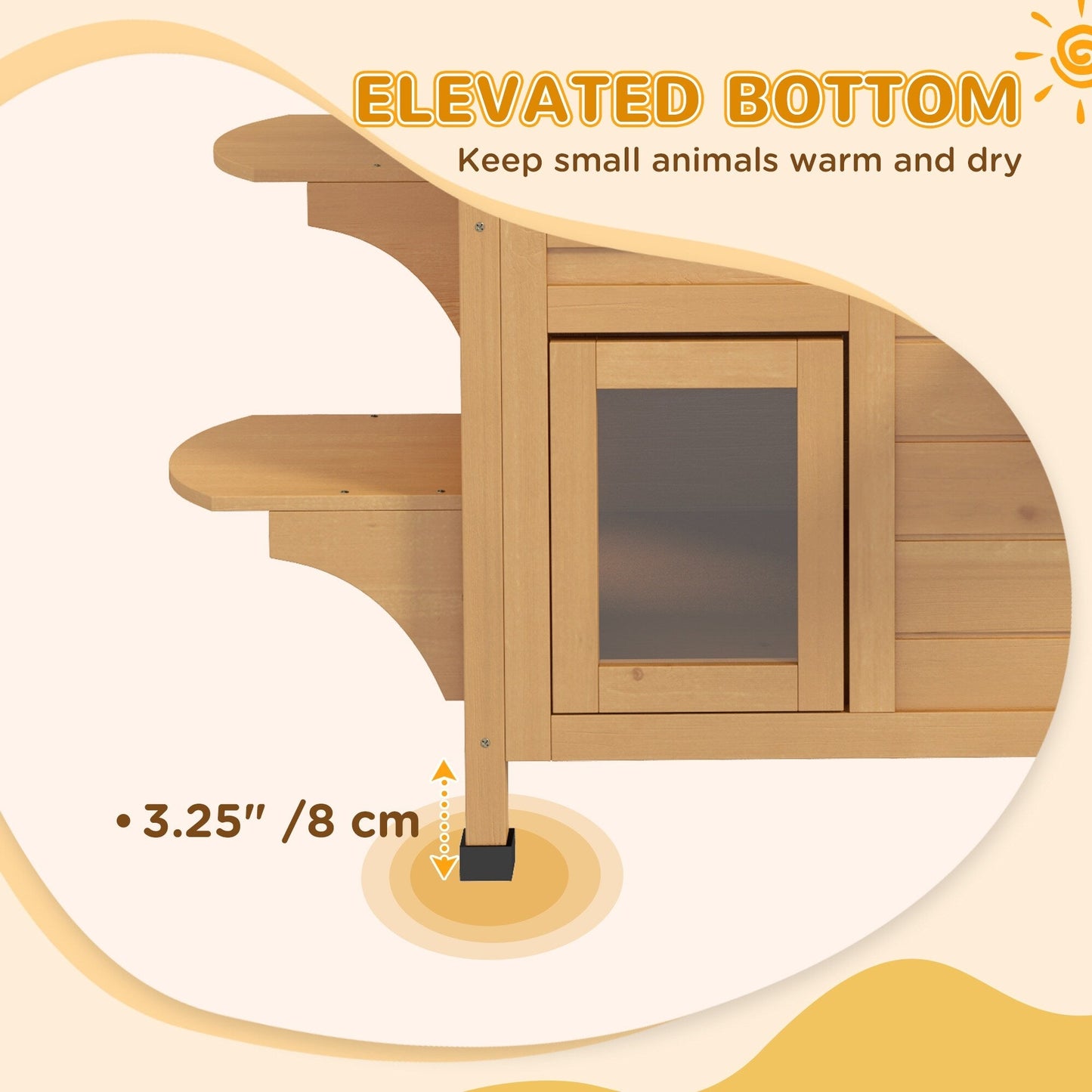 PawHut Maison de Chat d'extérieur en Bois de Sapin à 2 Étagers, Abri en Bois pour Chats Errants avec Toit en Asphalte Ouvrant pour Intérieur/Extérieur, Blanc/Gris