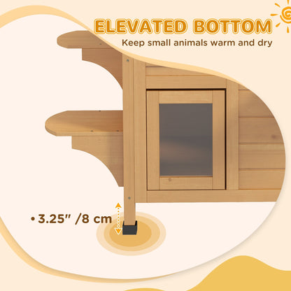 PawHut Maison de Chat d'extérieur en Bois de Sapin à 2 Étagers, Abri en Bois pour Chats Errants avec Toit en Asphalte Ouvrant pour Intérieur/Extérieur, Blanc/Gris