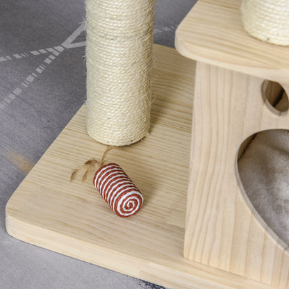 PawHut Arbre à chat multi-niveaux avec poteau à gratter recouvert de sisal, activités pour les chatons et coussin moelleux luxueux