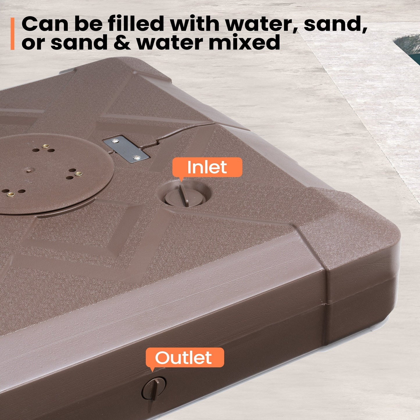 Pellebant Pied de parasol cantilever de terrasse de 220 lbs avec roulettes - N/A