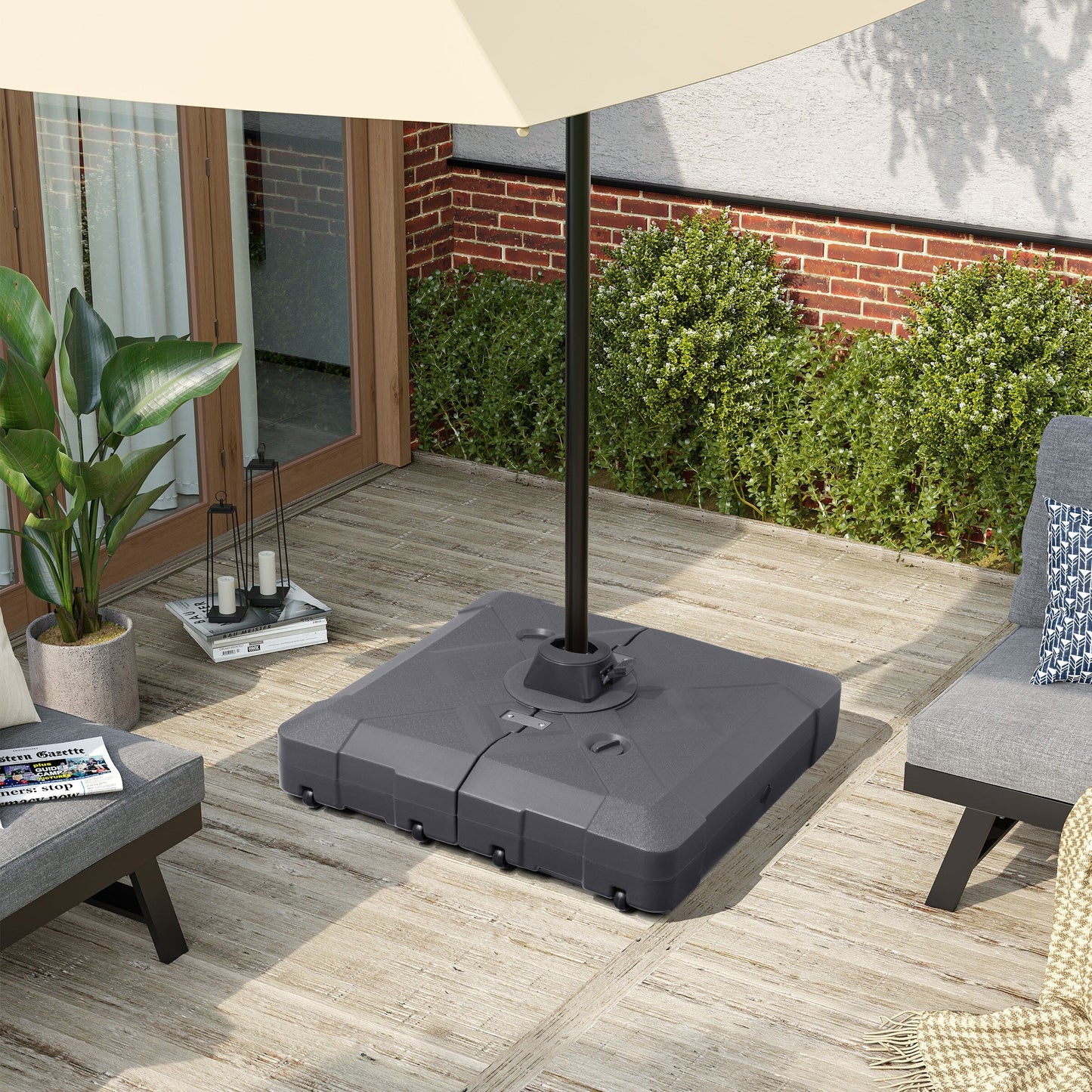 Pellebant Pied de parasol cantilever de terrasse de 220 lbs avec roulettes - N/A