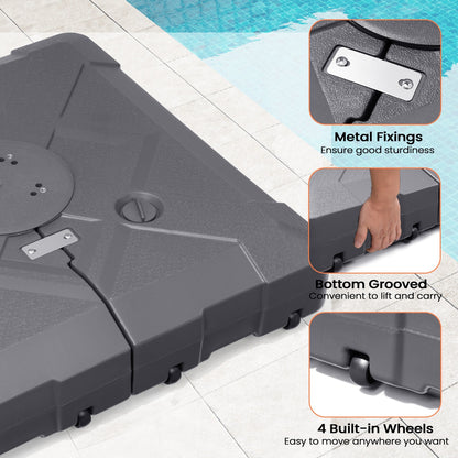 Pellebant Pied de parasol cantilever de terrasse de 220 lbs avec roulettes - N/A