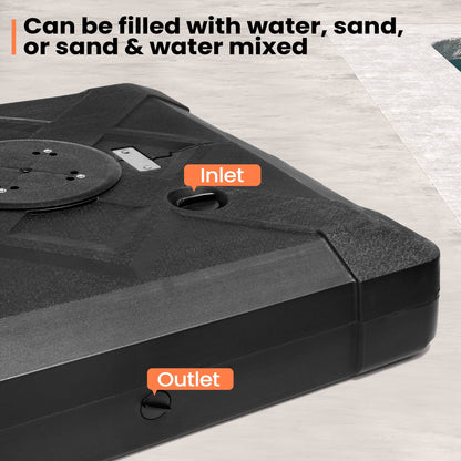 Pellebant Pied de parasol cantilever de terrasse de 220 lbs avec roulettes - N/A