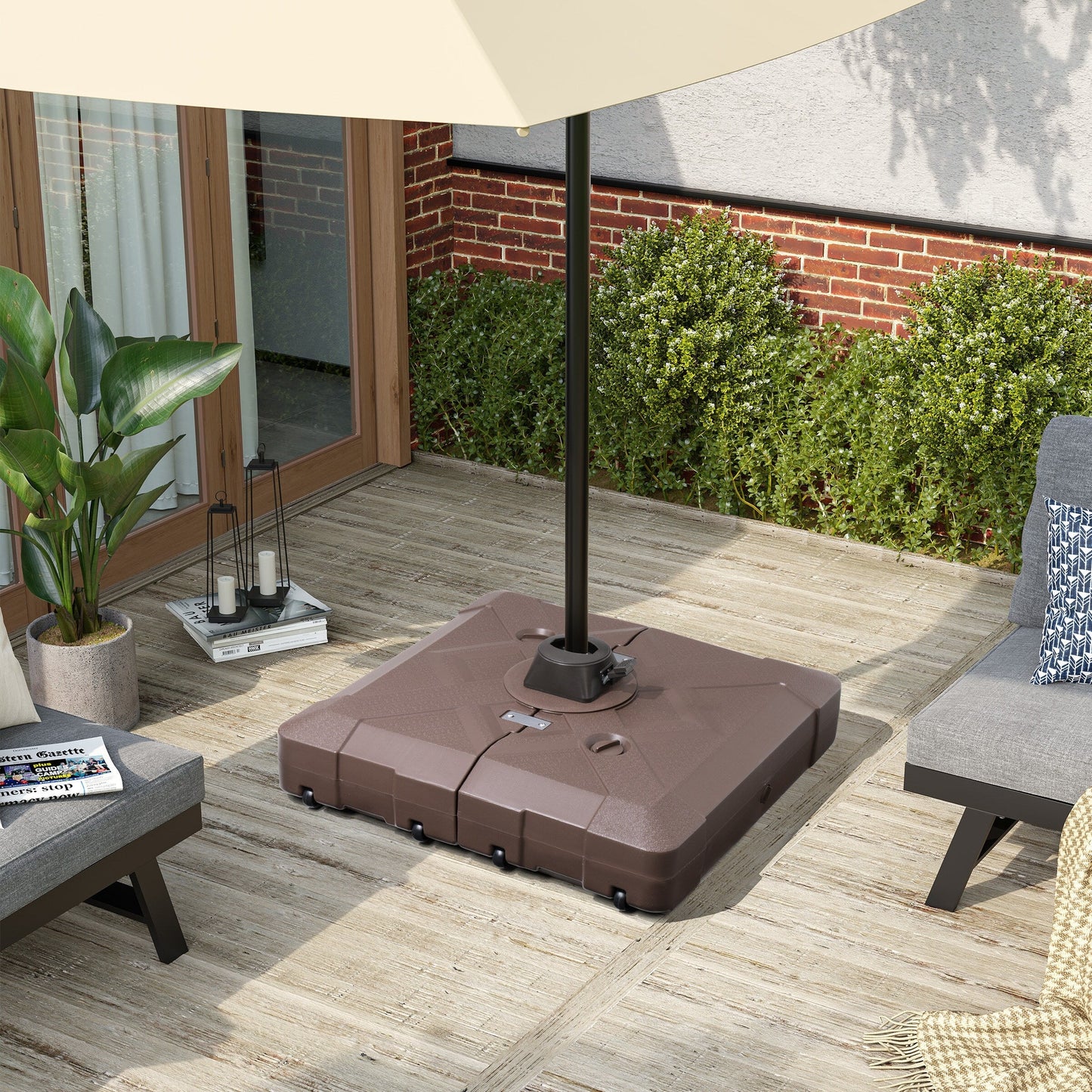 Pellebant Pied de parasol cantilever de terrasse de 220 lbs avec roulettes - N/A