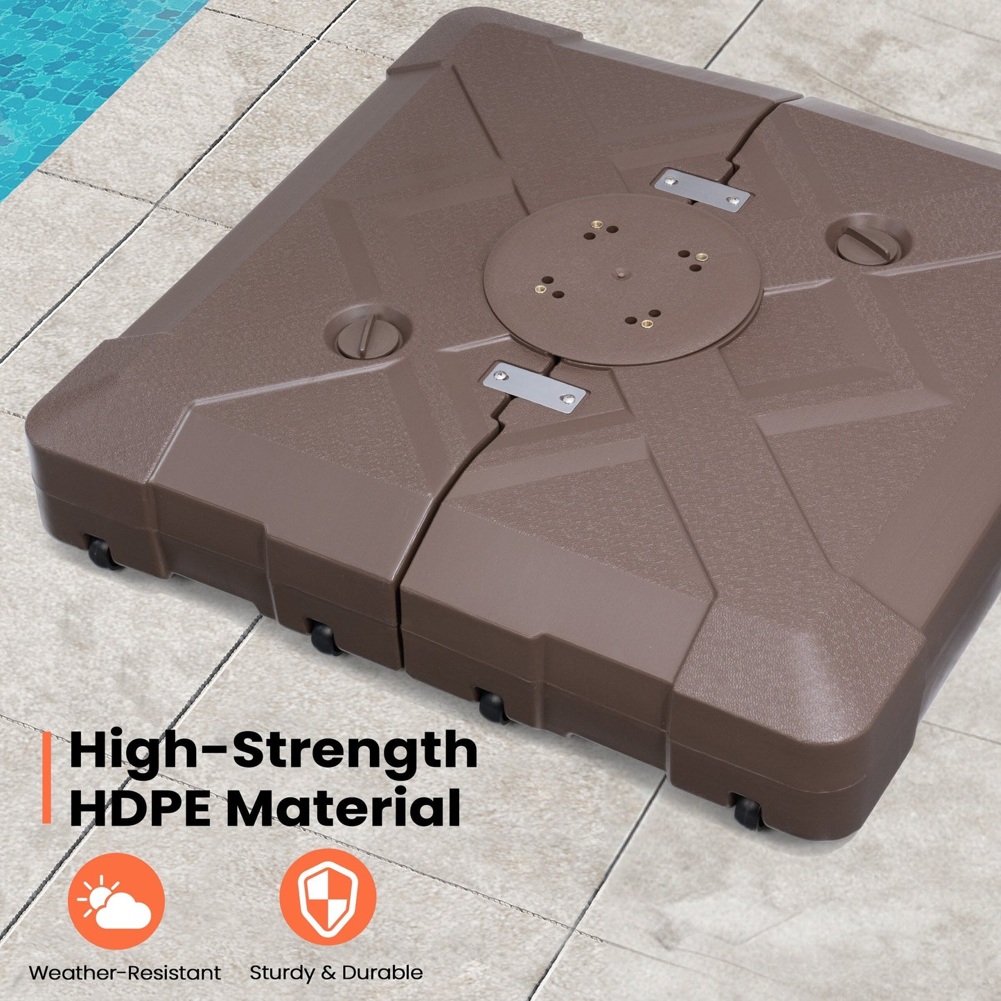 Pellebant Pied de parasol cantilever de terrasse de 220 lbs avec roulettes - N/A