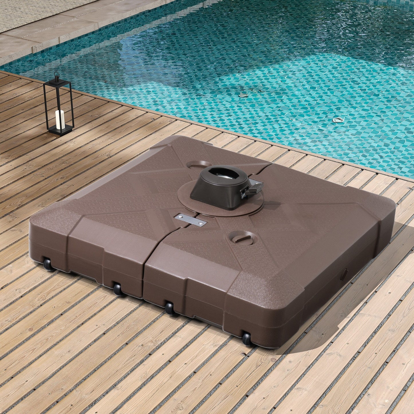 Pellebant Pied de parasol cantilever de terrasse de 220 lbs avec roulettes - N/A