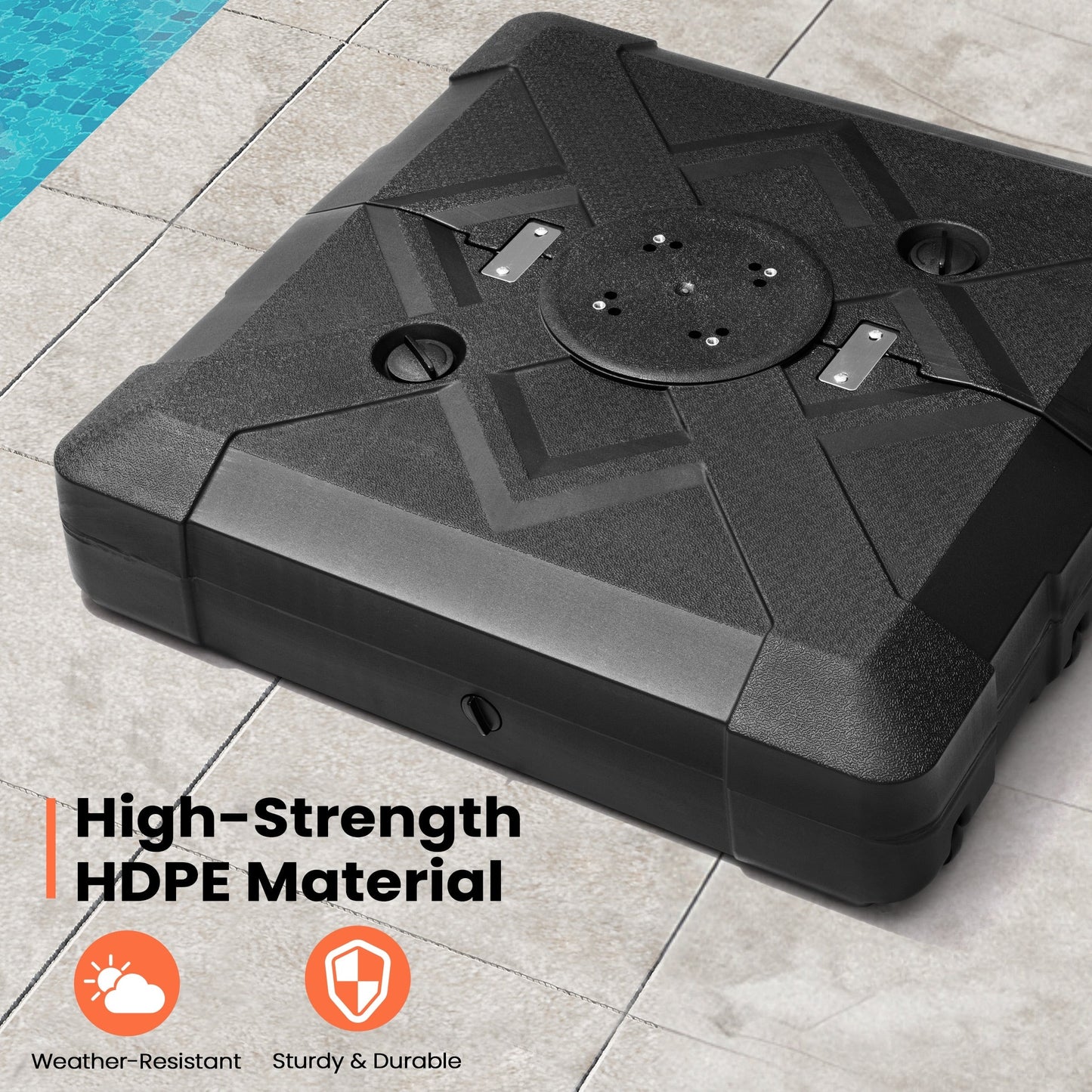 Pellebant Pied de parasol cantilever de terrasse de 220 lbs avec roulettes - N/A