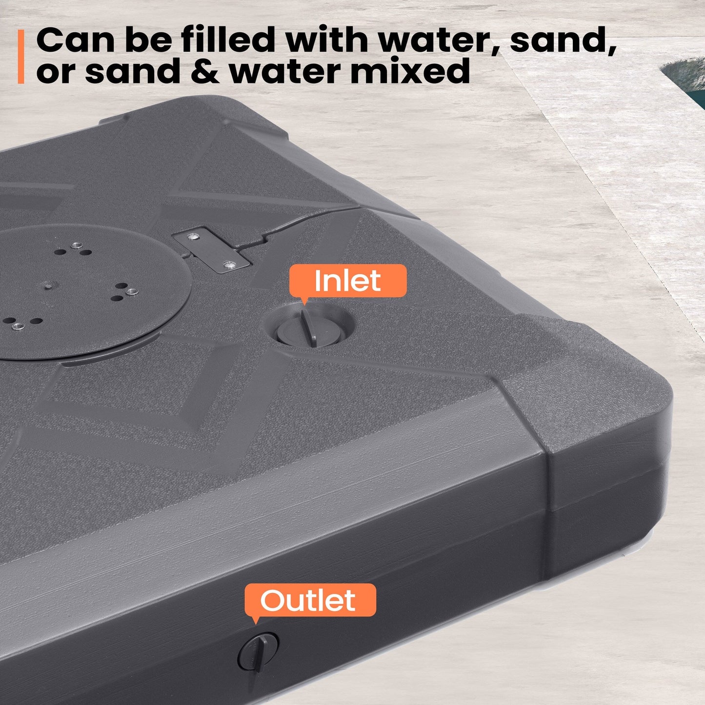 Pellebant Pied de parasol cantilever de terrasse de 220 lbs avec roulettes - N/A