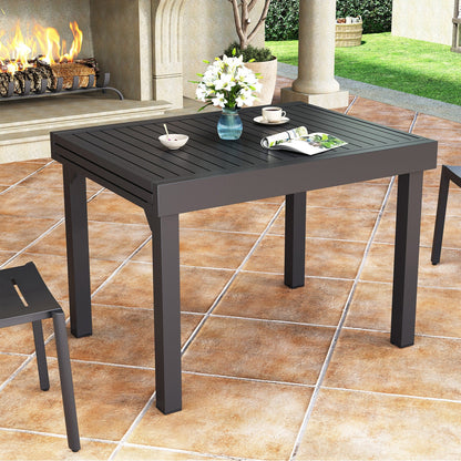 Ensemble de repas d'extérieur en aluminium Pellebant, extensible, avec table et chaises empilables, 5/7/9 pièces