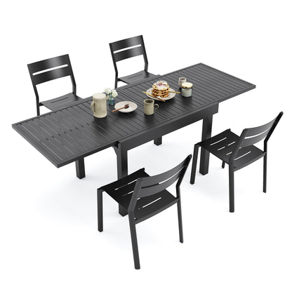 Ensemble de repas d'extérieur en aluminium Pellebant, extensible, avec table et chaises empilables, 5/7/9 pièces