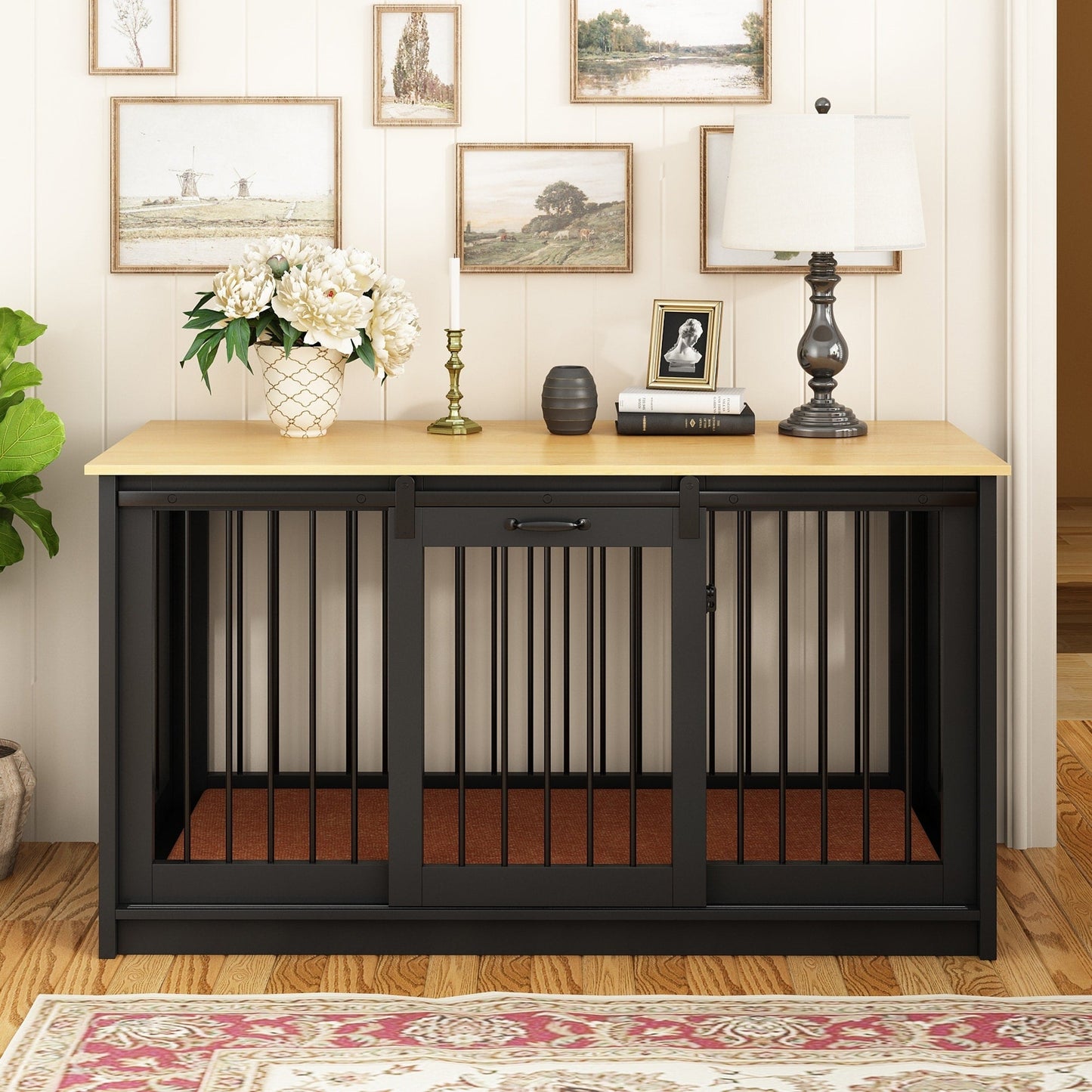 Résidence pour animaux de compagnie avec renforts en tubes d'acier - Cage pour chien élégante et robuste