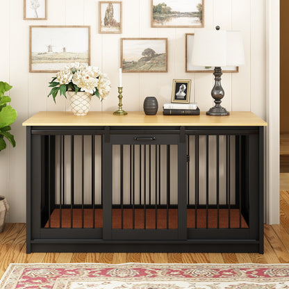 Résidence pour animaux de compagnie avec renforts en tubes d'acier - Cage pour chien élégante et robuste