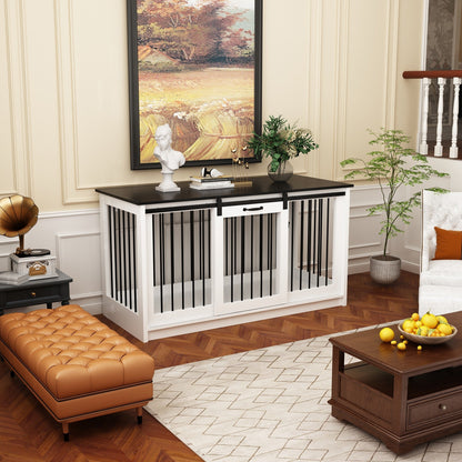 Résidence pour animaux de compagnie avec renforts en tubes d'acier - Cage pour chien élégante et robuste