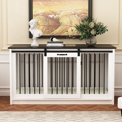 Résidence pour animaux de compagnie avec renforts en tubes d'acier - Cage pour chien élégante et robuste