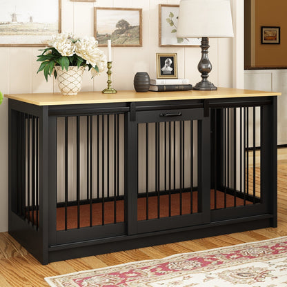 Résidence pour animaux de compagnie avec renforts en tubes d'acier - Cage pour chien élégante et robuste