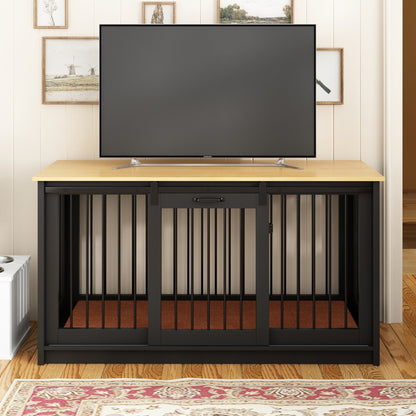 Résidence pour animaux de compagnie avec renforts en tubes d'acier - Cage pour chien élégante et robuste