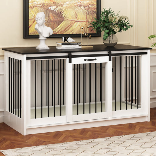 Résidence pour animaux de compagnie avec renforts en tubes d'acier - Cage pour chien élégante et robuste