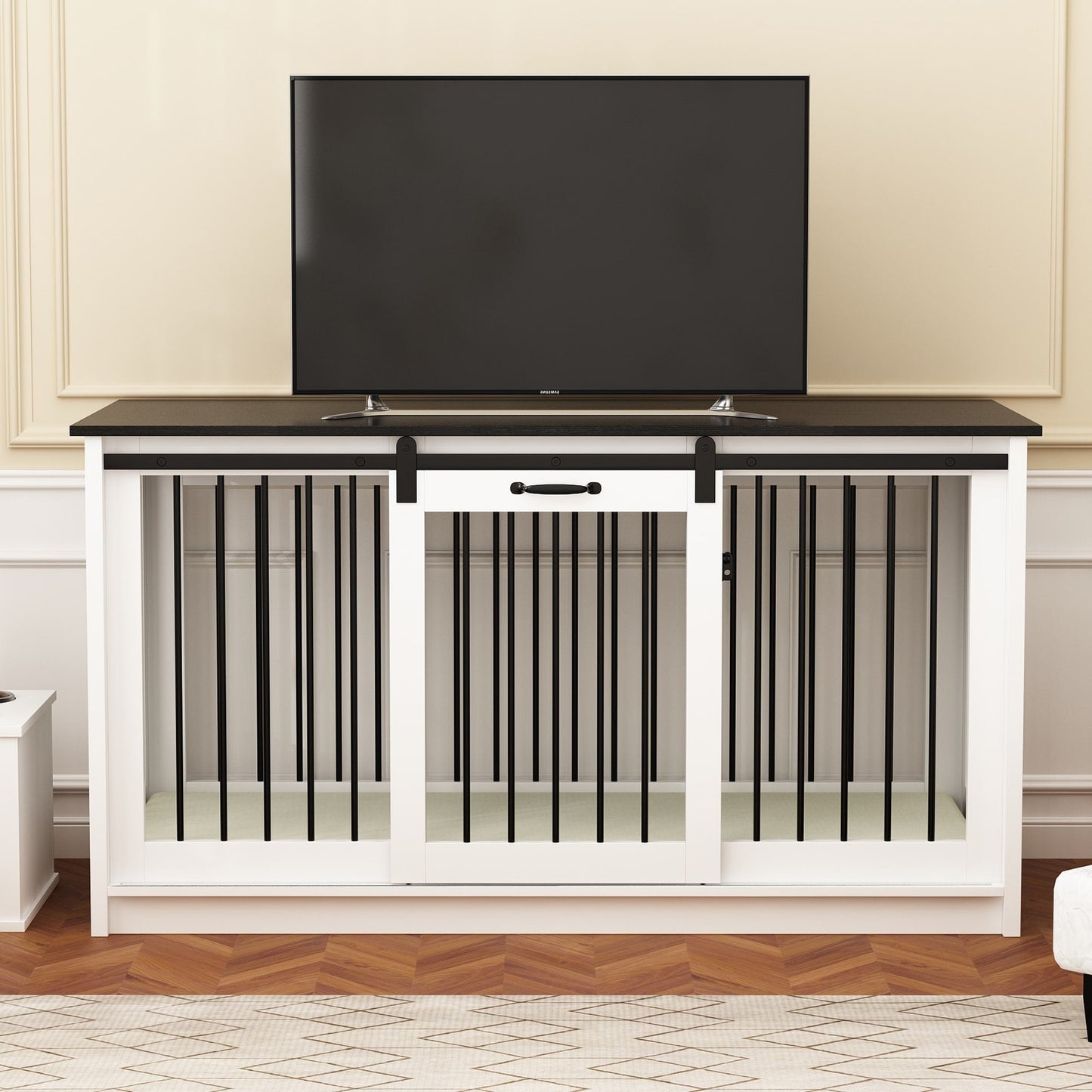 Résidence pour animaux de compagnie avec renforts en tubes d'acier - Cage pour chien élégante et robuste