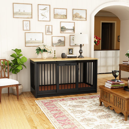 Résidence pour animaux de compagnie avec renforts en tubes d'acier - Cage pour chien élégante et robuste