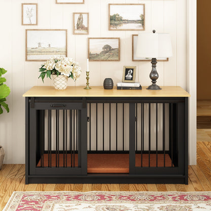 Résidence pour animaux de compagnie avec renforts en tubes d'acier - Cage pour chien élégante et robuste