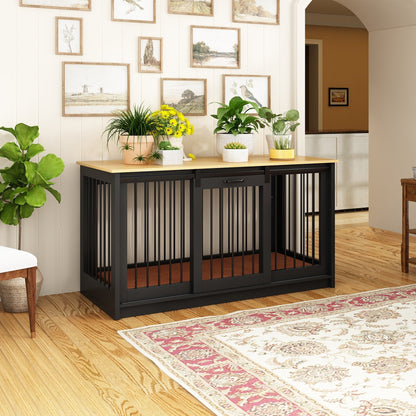 Résidence pour animaux de compagnie avec renforts en tubes d'acier - Cage pour chien élégante et robuste