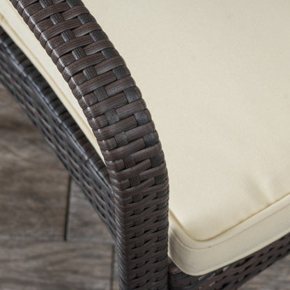 Ensemble de bistro en osier pour extérieur Peterson, 3 pièces, avec coussins, de Christopher Knight Home