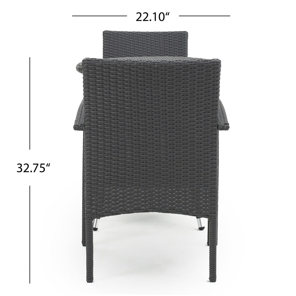 Ensemble de bistro en osier pour extérieur Peterson, 3 pièces, avec coussins, de Christopher Knight Home