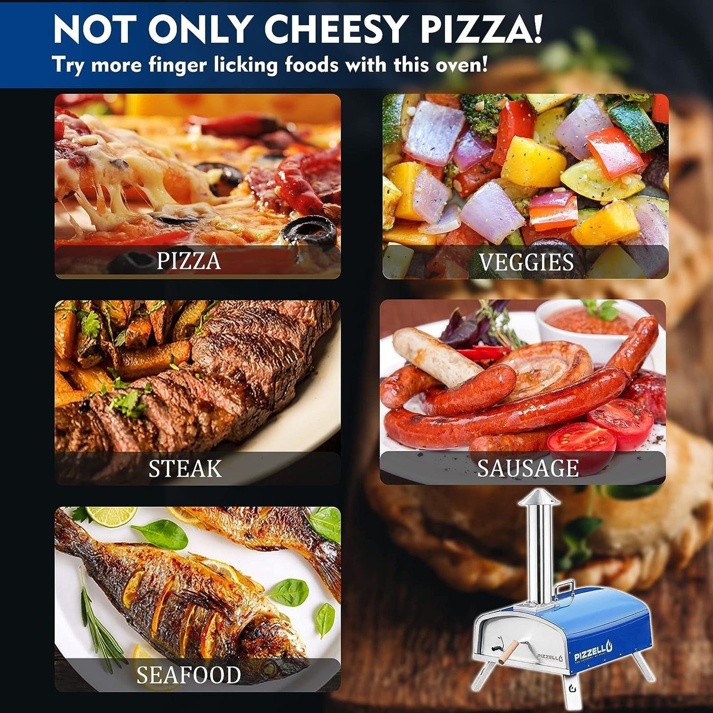 Four à pizza extérieur à bois, four à pizza portable avec pelle à pizza, sac de transport - 16 pouces