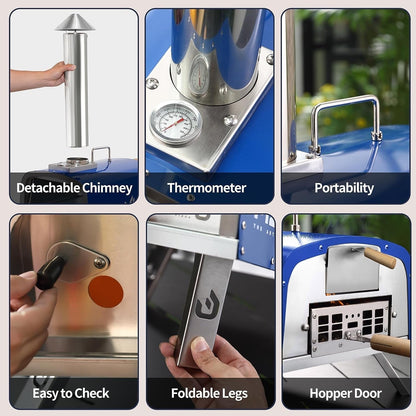 Four à pizza extérieur à bois, four à pizza portable avec pelle à pizza, sac de transport - 16 pouces