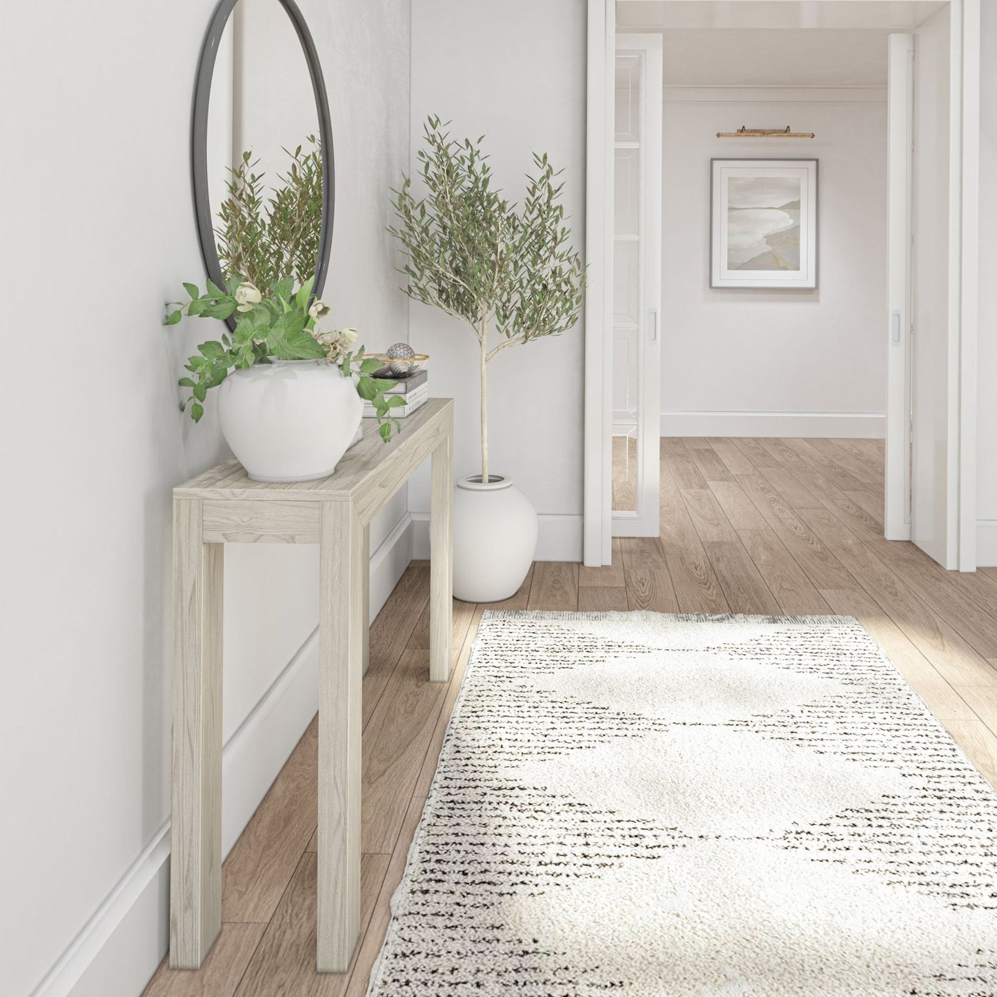 Table console moderne à structure en poutres et planches - 46