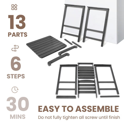 Ensemble de 3 chaises Adirondack hautes en plastique - Ensemble de conversation pour patio