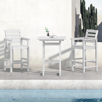 Ensemble de 3 chaises Adirondack hautes en plastique - Ensemble de conversation pour patio