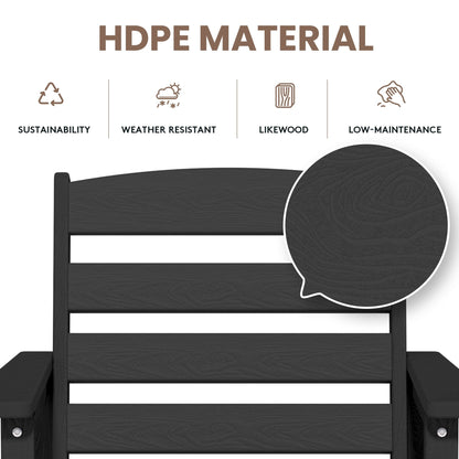 Ensemble de 3 chaises Adirondack hautes en plastique - Ensemble de conversation pour patio