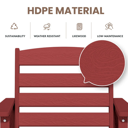 Ensemble de 3 chaises Adirondack hautes en plastique - Ensemble de conversation pour patio