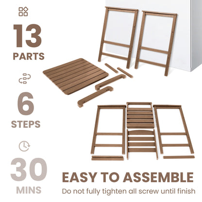 Ensemble de 3 chaises Adirondack hautes en plastique - Ensemble de conversation pour patio