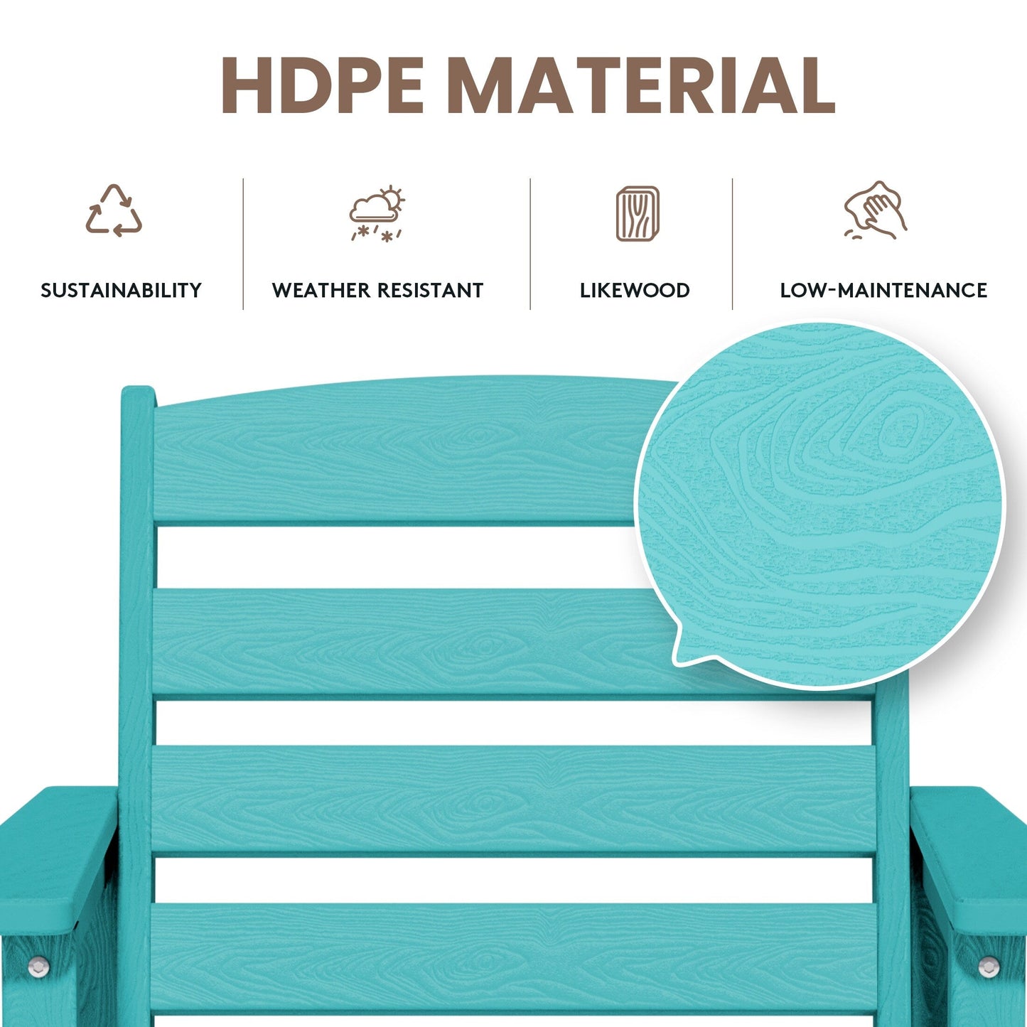 Ensemble de 3 chaises Adirondack hautes en plastique - Ensemble de conversation pour patio