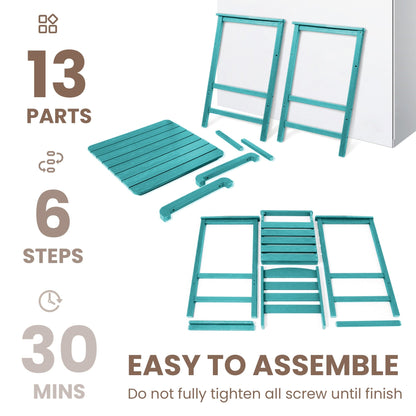 Ensemble de 3 chaises Adirondack hautes en plastique - Ensemble de conversation pour patio