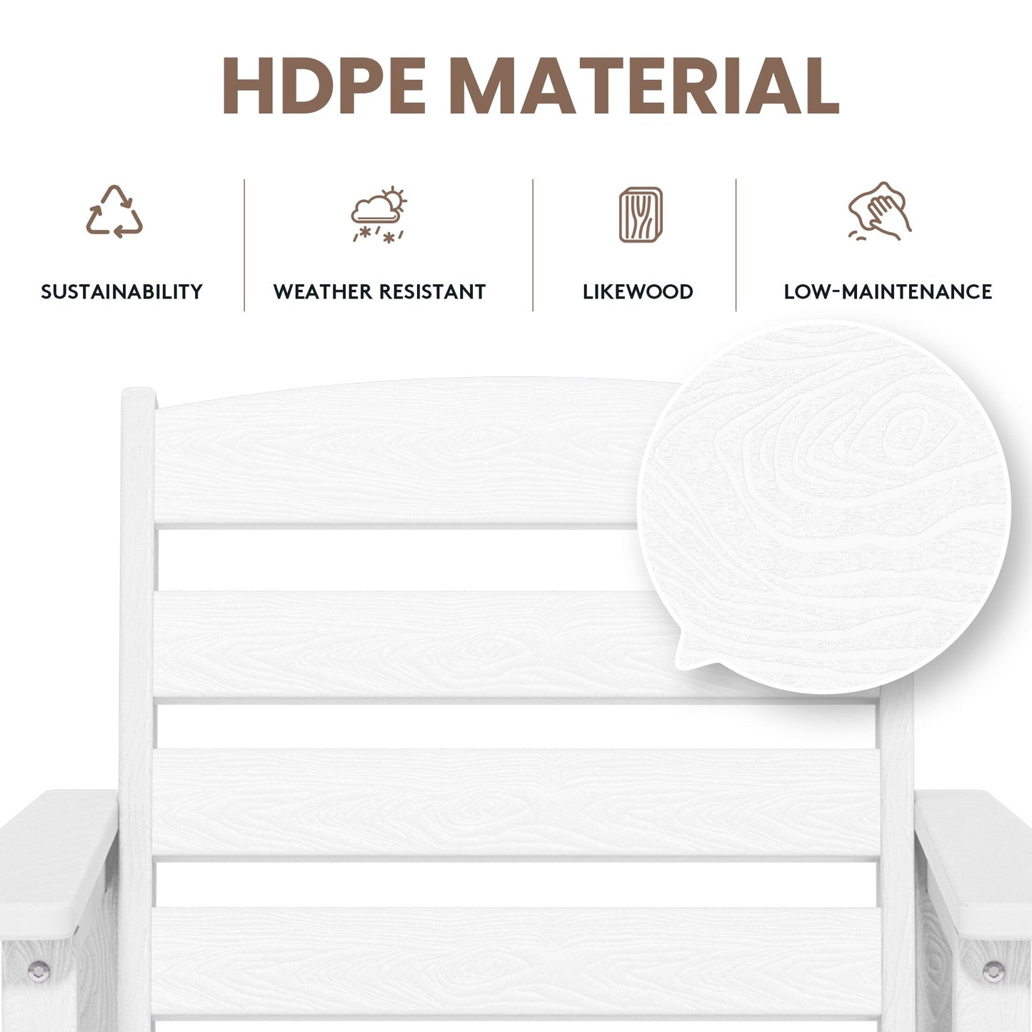 Ensemble de 3 chaises Adirondack hautes en plastique - Ensemble de conversation pour patio