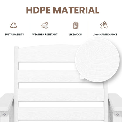 Ensemble de 3 chaises Adirondack hautes en plastique - Ensemble de conversation pour patio