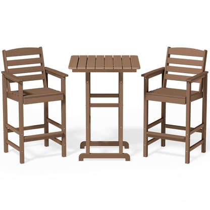 Ensemble de 3 chaises Adirondack hautes en plastique - Ensemble de conversation pour patio
