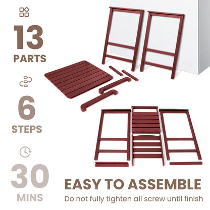 Ensemble de 3 chaises Adirondack hautes en plastique - Ensemble de conversation pour patio