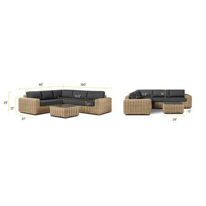 Ensemble d'assises d'angle d'extérieur/de patio Poly &amp; Bark Puglia avec table basse