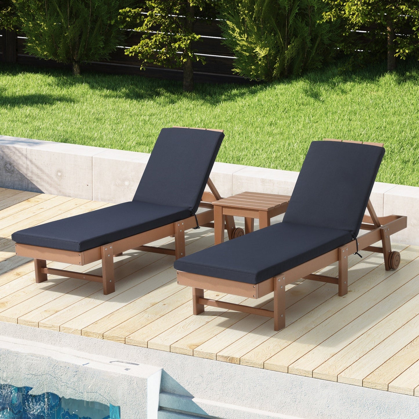 Coussins de chaise longue d'extérieur pour patio, résistants aux intempéries et aux décolorations, de la marque Polytrends - (lot de 2)