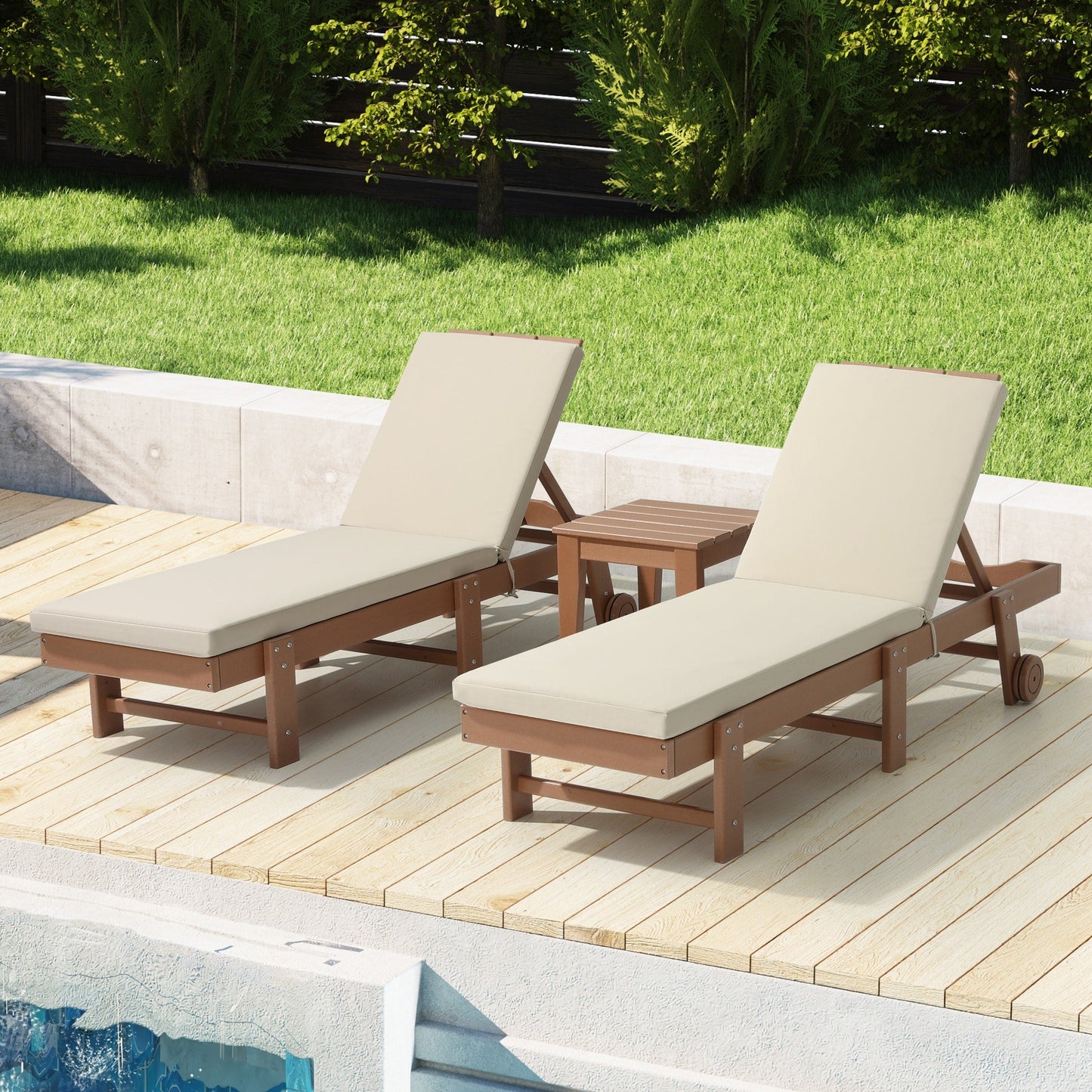 Coussins de chaise longue d'extérieur pour patio, résistants aux intempéries et aux décolorations, de la marque Polytrends - (lot de 2)