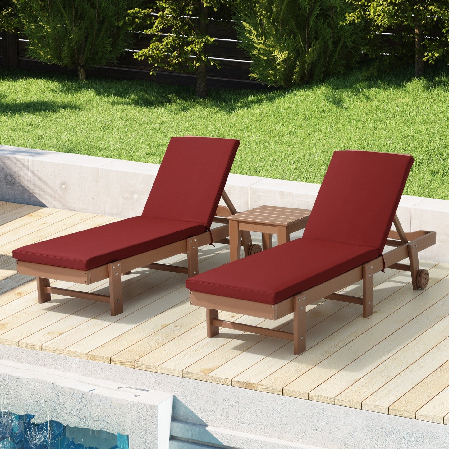 Coussins de chaise longue d'extérieur pour patio, résistants aux intempéries et aux décolorations, de la marque Polytrends - (lot de 2)