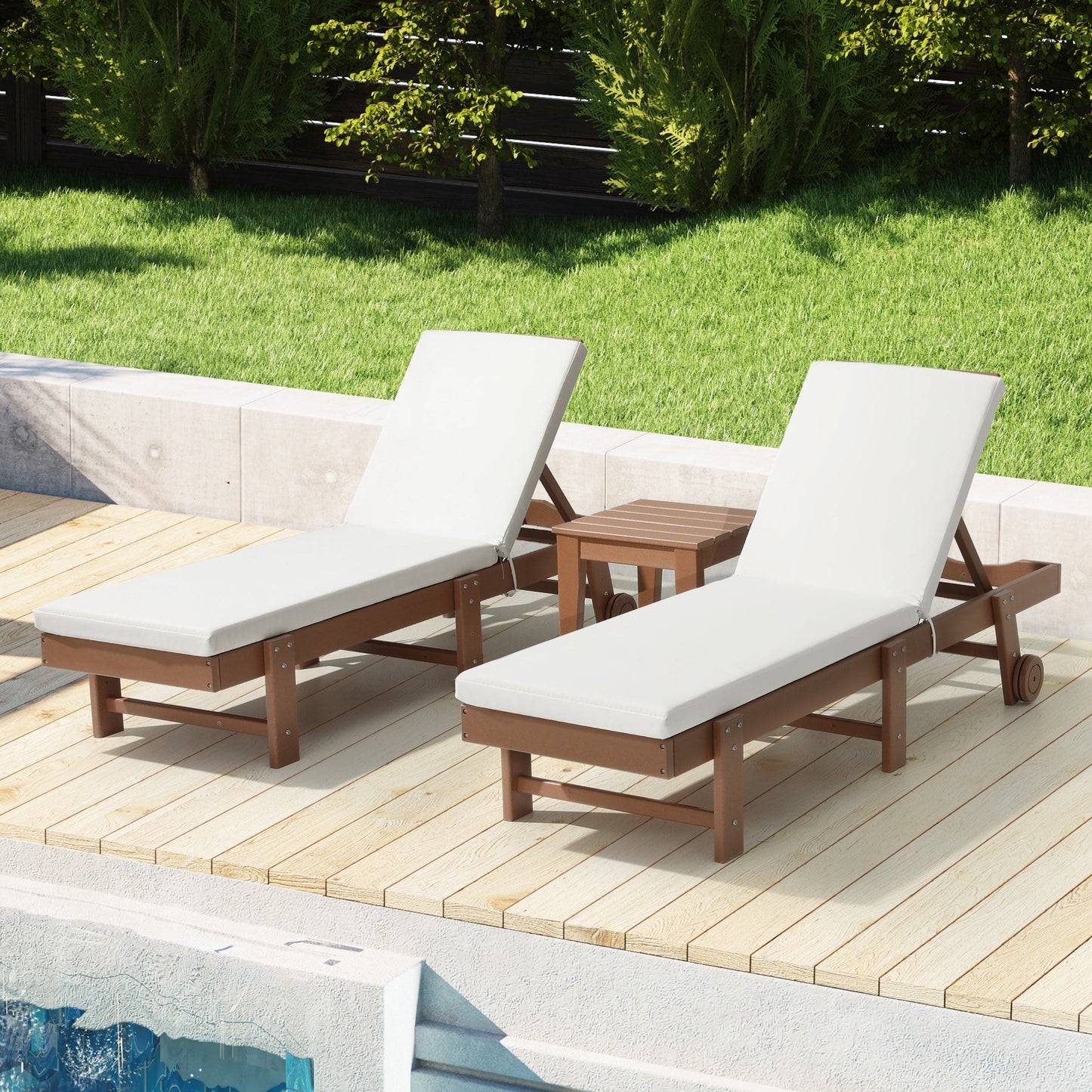 Coussins de chaise longue d'extérieur pour patio, résistants aux intempéries et aux décolorations, de la marque Polytrends - (lot de 2)