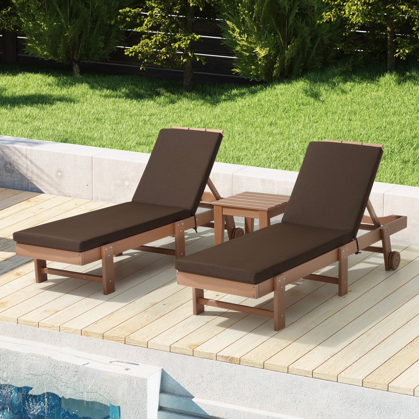 Coussins de chaise longue d'extérieur pour patio, résistants aux intempéries et aux décolorations, de la marque Polytrends - (lot de 2)