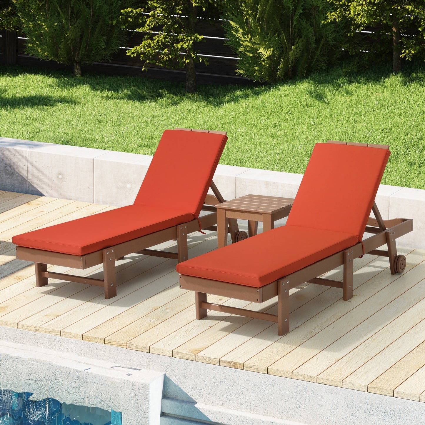 Coussins de chaise longue d'extérieur pour patio, résistants aux intempéries et aux décolorations, de la marque Polytrends - (lot de 2)