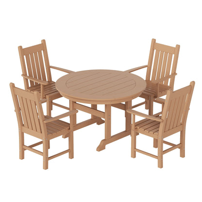 Ensemble de repas de jardin Polytrends Laguna en HDPE, résistant aux intempéries, avec table ronde et chaises (ensemble de 5 pièces)