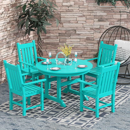 Ensemble de repas de jardin Polytrends Laguna en HDPE, résistant aux intempéries, avec table ronde et chaises (ensemble de 5 pièces)